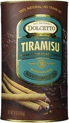 Dolcetto Gourmet Cookies, Premium Tiramisu Cream Filled Rolled Wafers