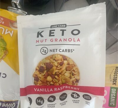 Low Carb Keto Vanilla Raspberry Nut Granola, Vanilla; Raspberry