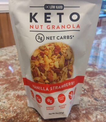 Low Carb Keto Vanilla Strawberry Nut Granola, Vanilla; Strawberry