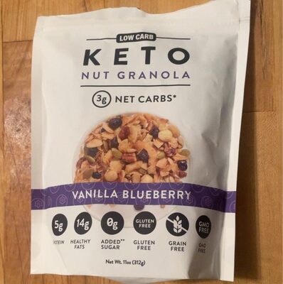 Low Carb Keto Vanilla Blueberry Nut Granola, Vanilla; Blueberry