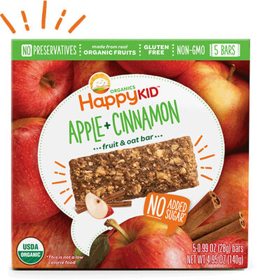 Apple & Cinnamon Organic Gluten-Free Fruit & Oat Bar, Apple & Cinnamon