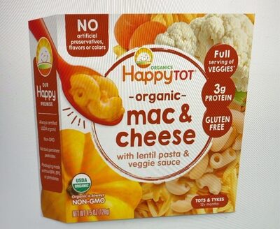 Mac & Cheese With Lentil Pasta & Veggie Sauce Organic Bowl, Mac & Cheese