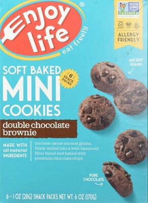 Enjoy Life, Soft Baked Minis, Double Chocolate Brownie, Double Chocolate Brownie