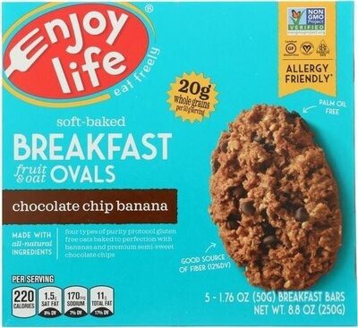 Chocolate Chip Banana Soft Baked Fruit & Oat Breakfast Ovals Bars, Chocolate Chip Banana