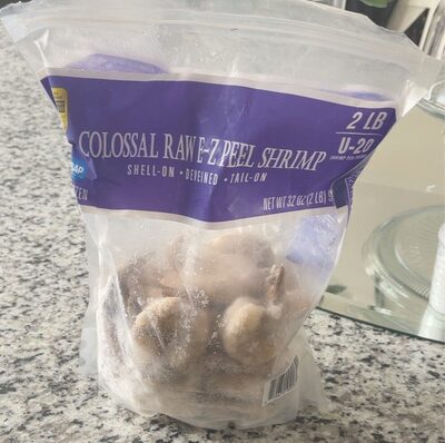 Shell-On, Deveined, Tail-On Colossal Raw E-Z Peel Shrimp