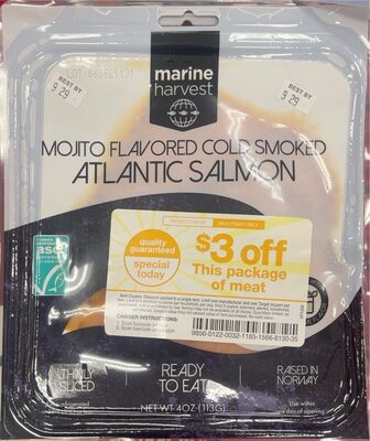 Mojito Lime Flavored Cold Smoked Norwegian Atlantic Salmon, Mojito Lime