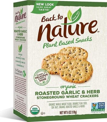 Roasted Garlic & Herb Organic Stoneground Wheat Crackers, Roasted Garlic & Herb