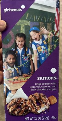 Samoas Crisp Cookies With Caramel, Coconut, And Dark Chocolaty Stripes, Samoas