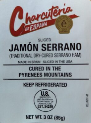 Sliced Jamn Serrano (Traditional Dry-Cured Serrano Ham), Jamn Serrano