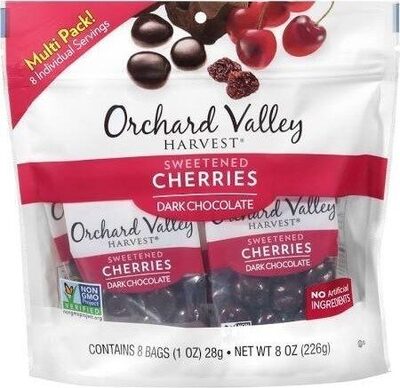Dark Chocolate Sweetened Cherries, Dark Chocolate