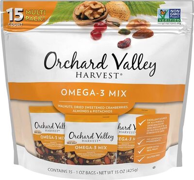 Omega-3 Walnuts, Dried Sweetened Cranberries, Almonds & Pistachios Mix, Omega-3