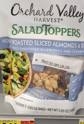 Honey Roasted Sliced Almonds & Berries With Dried Sweetened Blueberries And Cranberries Salad Toppers, Honey Roasted Sliced Almonds & Berries