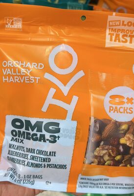 Omg Omega-3 Walnuts, Dark Chocolate Blueberries, Sweetened Cranberries, Almonds & Pistachios Mix, Omg Omega-3
