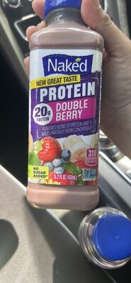 Naked Double Berry Protein Juice Smoothie 15.2 Fluid Ounce Plastic Bottle.