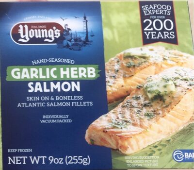 Hand-Seasoned Garlic Herb Skin On & Boneless Atlantic Salmon Fillets, Hand-Seasoned Garlic Herb
