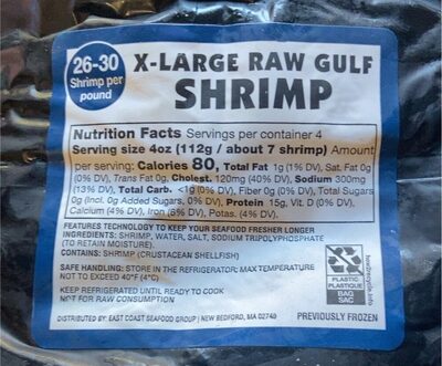 Peeled, Deveined, Tail Off X-Large Raw Gulf Shrimp