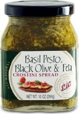 Basil Pesto, Black Olive & Feta Crostini Spread