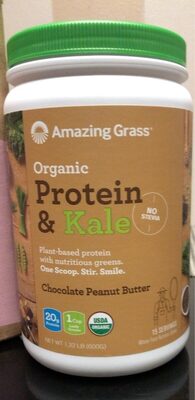Organic Protein & Kale Plant-Based Protein With Nutritious Greens Whole-Food Nutrition Shake, Chocolate Peanut Butter, Chocolate Peanut Butter