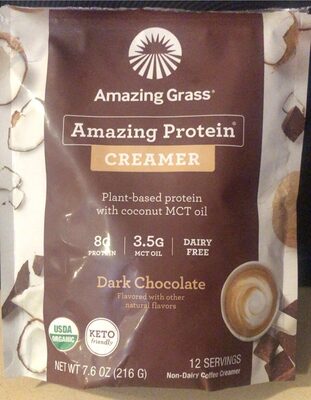 Amazing Protein Creamer Protein 8 G, Mct Oil 3.5 G Non-Dairy Coffee Creamer, Dark Chocolate, Dark Chocolate