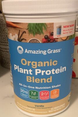 Organic Plant Protein Blend Complete Protein 20 G All-In-One Whole Food Nutrition Shake, Vanilla, Vanilla
