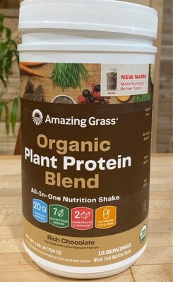 Organic Plant Protein Blend All-In-One Whole Food Nutrition Shake, Rich Chocolate, Rich Chocolate
