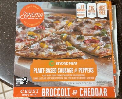 Plant-Based Italian Sausage Crumbles, Tri-Colored Peppers, Tomato Sauce And Aged Smoked Provolone On A Crust, Plant-Based Sausage And Peppers