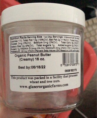 Glaser Organic Farms, Creamy Peanut Butter