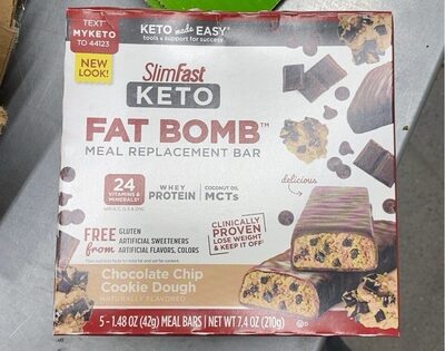 Chocolate Chip Cookie Dough Keto Meal Bars, Chocolate Chip Cookie Dough