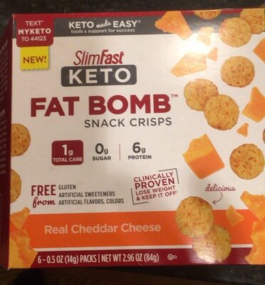 Real Cheddar Cheese Keto Fat Bomb Snack Crisps, Real Cheddar Cheese