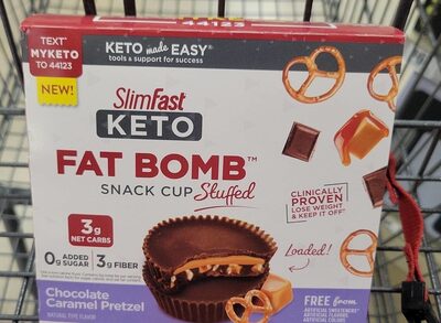 Chocolate Caramel Pretzel Keto Fat Bomb Snack Cup Stuffed, Chocolate Caramel Pretzel