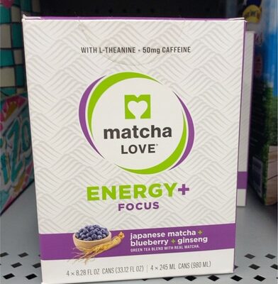 Energy+ Focus Japanese Matcha + Blueberry + Ginseng Green Tea Blend With Real Matcha, Japanese Matcha + Blueberry + Ginseng