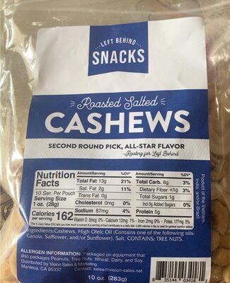 Roasted Salted Cashews, Roasted Salted