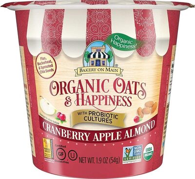 Organic Probiotic Cranberry Apple Almond Cup Oatmeal, Cranberry; Apple; Almond