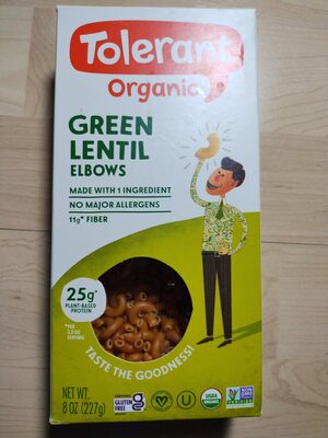 Organic Green Lentil Pasta, Elbows