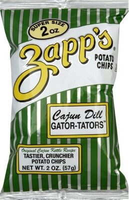 New Orleans Kettle Style Cajun Dill Gator-Tators Potato Chips, Cajun Dill Gator-Tators
