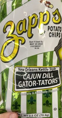 Cajun Dill Gator-Tators Flavored New Orleans Kettle Style Potato Chips, Cajun Dill Gator-Tators