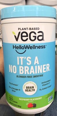 It's A No Brainer Omega-3 Dha 32 Mg Helps Support Brain Health, Protein 15 G, Antioxidant Vitamin C Blender-Free Smoothie Drink Mix, Raspberry Blackberry, Raspberry Blackberry