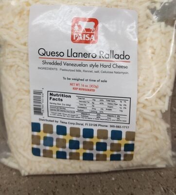Queso Llanero Rallado Shredded Venezuelan Style Hard Cheese, Queso Llanero Rallado