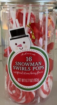 Strawberry 16 Snowman Swirls Pops, Strawberry