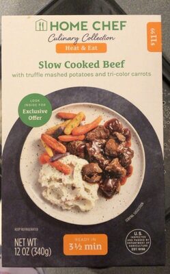 Slow Cooked Beef With Truffle Mashed Potatoes And Tri-Color Carrots, Slow Cooked Beef