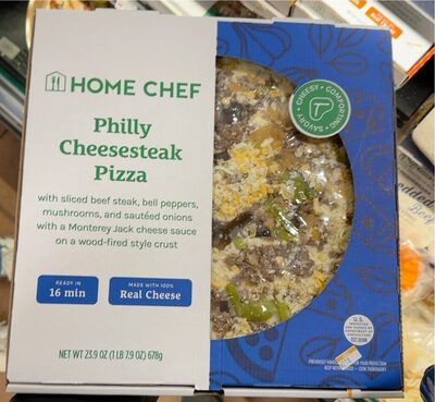 Philly Cheesesteak With Sliced Beef Steak, Bell Peppers, Mushrooms, And Sauteed Onions With A Monterey Jack Cheese Sauce On A Wood-Fired Style Crust Pizza, Philly Cheesesteak