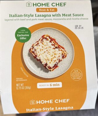 Italian-Style Lasagna With Meat Sauce Layered With Beef And Pork Meat Sauce, Mozzarella, And Ricotta Cheese, Italian-Style With Meat Sauce