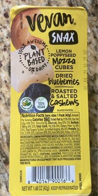 Vevan Snax Lemon Poppyseed Mozza Cubes, Dried Blueberries, Roasted & Salted Cashews, 1.48 Oz