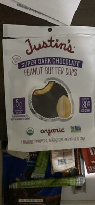 Peanut Butter Organic Super Dark Chocolate Cups, Peanut Butter