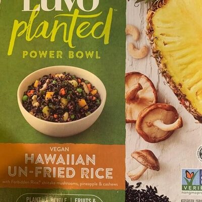 Hawaiian Un-Fried Rice With Black Rice, Shiitake Mushrooms, Pineapple, And Cashews, Cooked In Avocado Oil, Hawaiian Un-Fried Rice