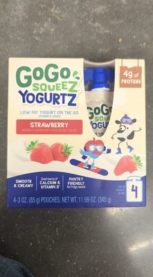 Strawberry Low Fat Yogurt On The Go Yogurtz, Strawberry