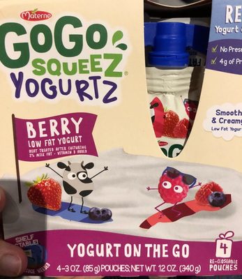 Berry Low Fat Yogurt On The Go Yogurtz, Berry