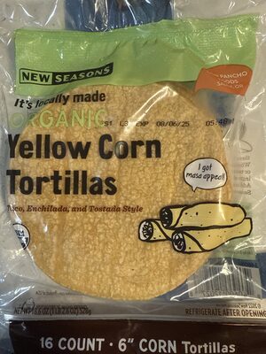 Yellow Corn Organic Tortillas, Yellow Corn
