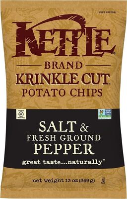 Kettle Brand Potato Chips, Krinkle Cut, Salt & Ground Pepper Kettle Chips, Party Size, 13 Oz