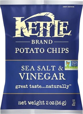 Kettle Brand Potato Chips, Salt & Vinegar Kettle Chips, Snack Bag, 2 Oz